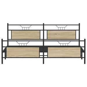 vidaXL Giroletto senza Materaso in Metallo Rovere Sonoma 200x200 cm