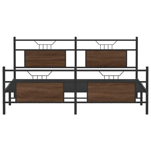 vidaXL Giroletto senza Materaso in Metallo Rovere Marrone 160x200 cm