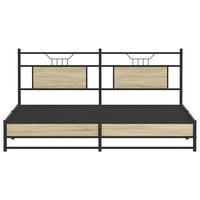 vidaXL Giroletto senza Materaso in Metallo Rovere Sonoma 183x213 cm