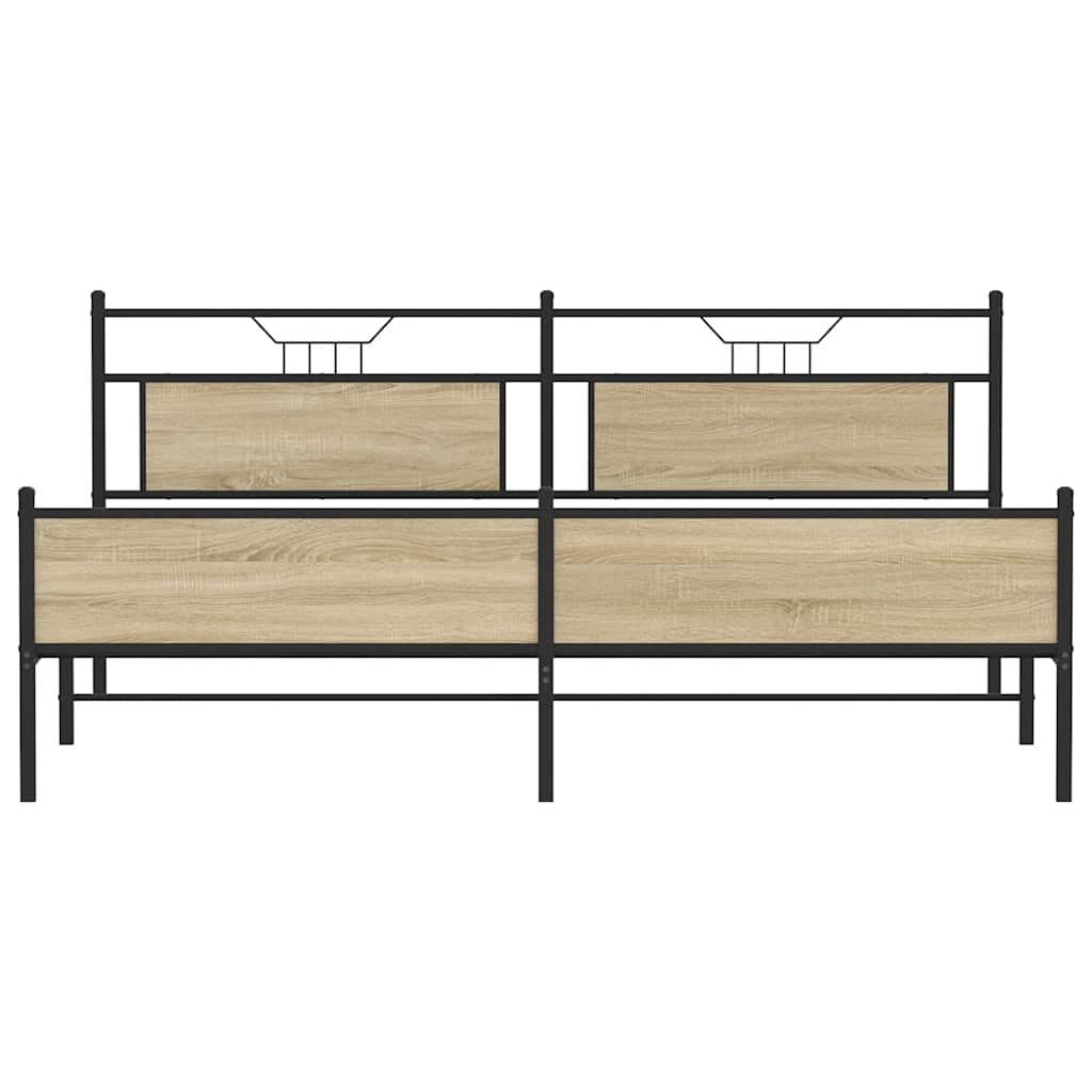 vidaXL Giroletto senza Materaso in Metallo Rovere Sonoma 200x200 cm