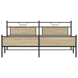 vidaXL Giroletto senza Materaso in Metallo Rovere Sonoma 200x200 cm