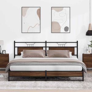 vidaXL Giroletto senza Materaso in Metallo Rovere Marrone 200x200 cm