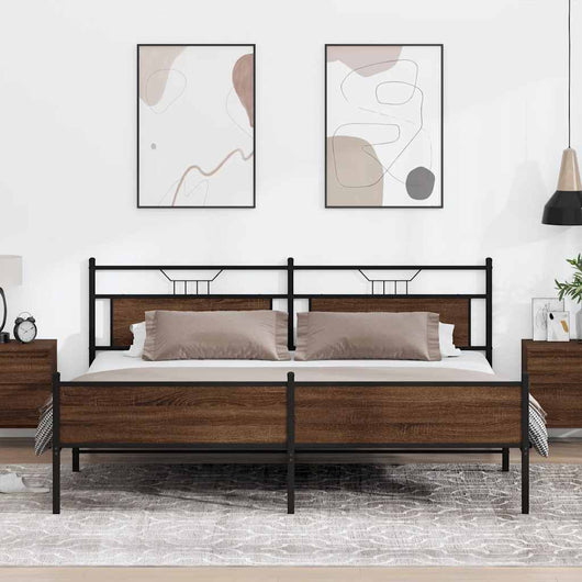 Giroletto senza Materasso in Metallo-Struttura Letto Rovere Marrone 193x201 cm 460965