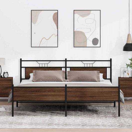 Giroletto senza Materasso in Metallo-Struttura Letto Rovere Marrone 200x200 cm 788520