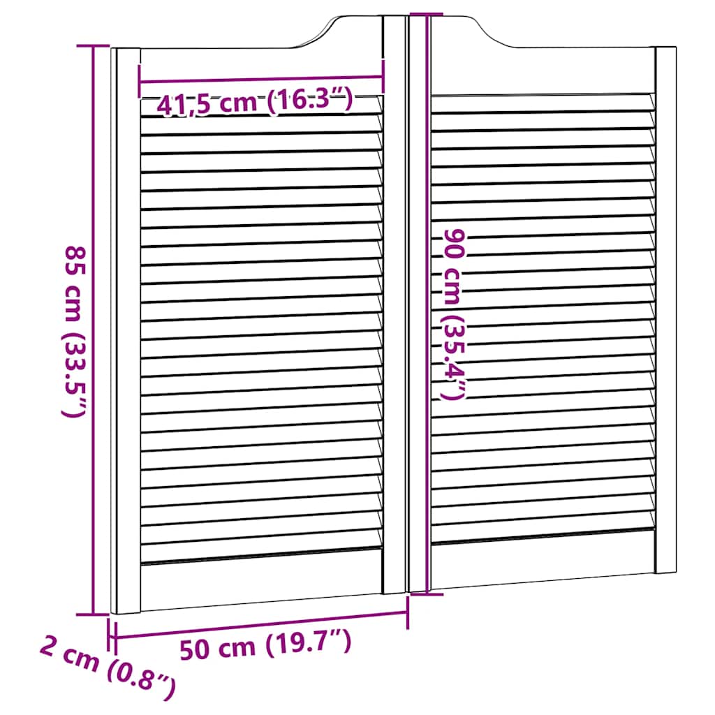 Porte a Battente 1-Paio Design a Lamelle 90x100cm Legno di Pino 4107132