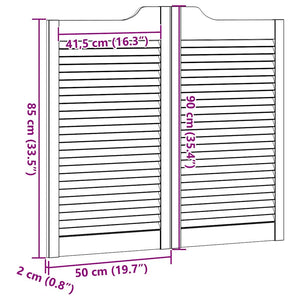 Porte a Battente 1-Paio Design a Lamelle 90x100cm Legno di Pino 4107132