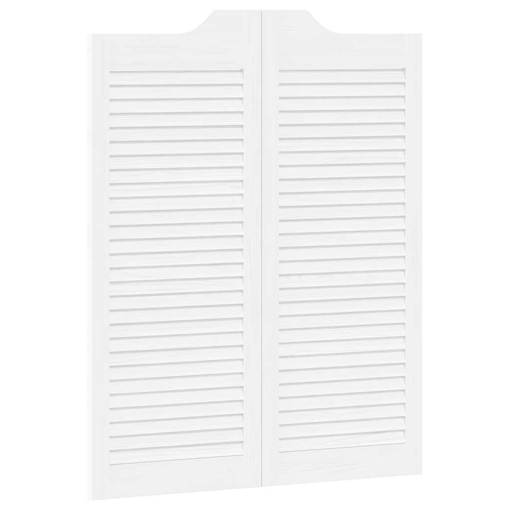 vidaXL Porte a Battente 1-Paio Design a Lamelle Bianco 100x80 cm