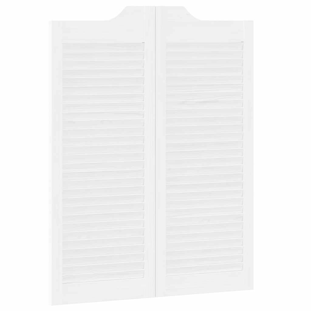 vidaXL Porte a Battente 2-Paio Design a Lamelle Bianco 100x80 cm
