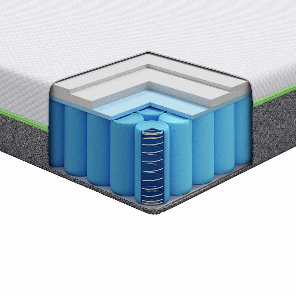 vidaXL Materasso Bianco e Grigio 90 x 200 cm Molle Insacchettate