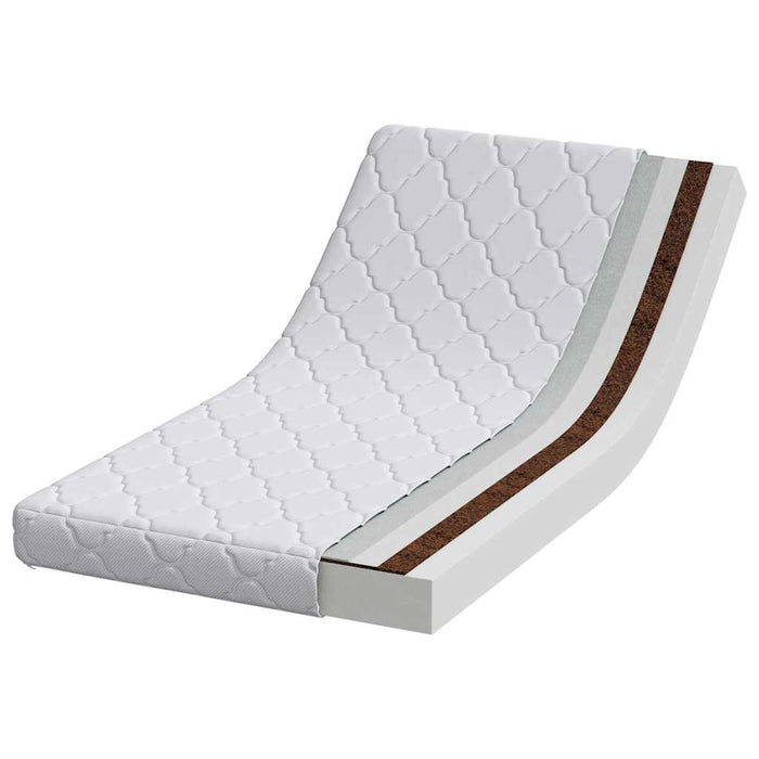 vidaXL Materasso con Strato di Cocco Bianco 120 x 60 cm Schiuma PU