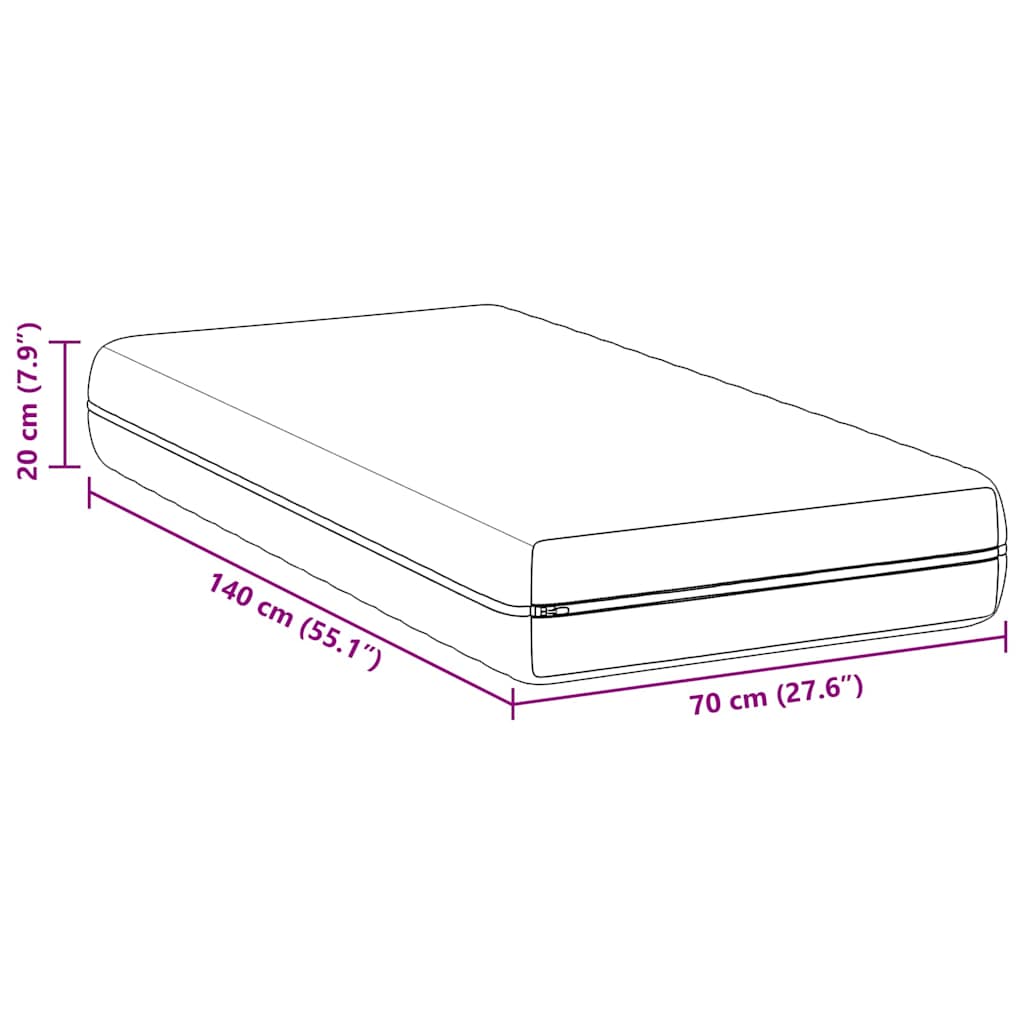 vidaXL Materasso Bianco 70 x 140 cm Molle Insacchettate