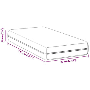 vidaXL Materasso Bianco 70 x 140 cm Molle Insacchettate