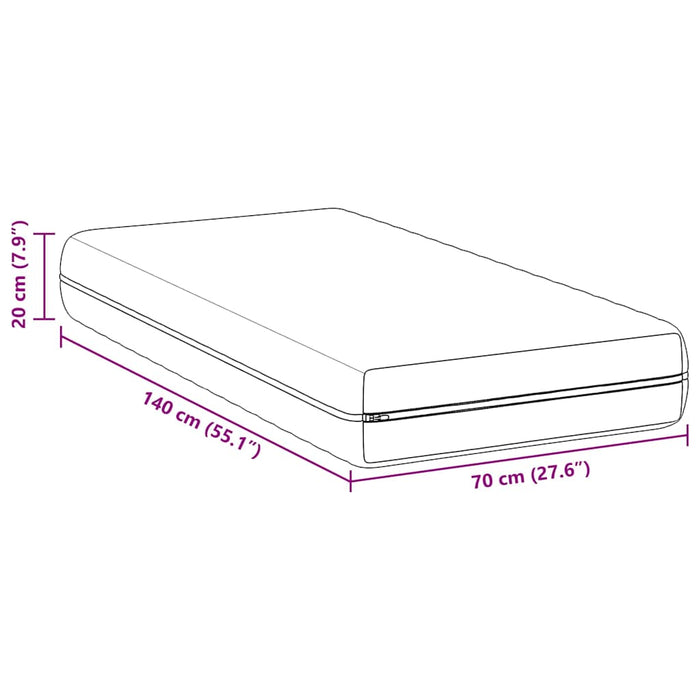 vidaXL Materasso Bianco 70 x 140 cm Molle Insacchettate