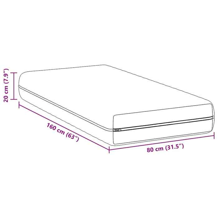 Materasso Bianco 80 x 160 cm Poliestere 4106425