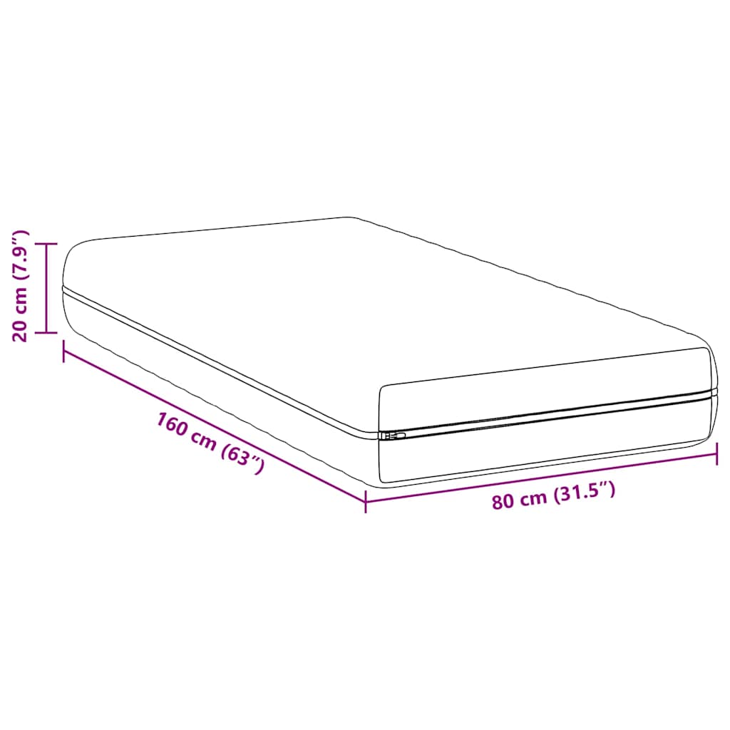vidaXL Materasso Bianco 80 x 160 cm Molle Insacchettate