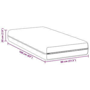 vidaXL Materasso Bianco 80 x 160 cm Molle Insacchettate