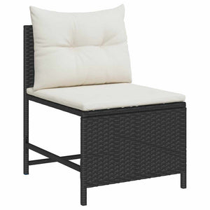 Set Divano da Giardino 6 pz-Sofa da Giardino-Divanetto da esterno Nero e Crema polyrattan