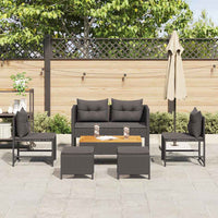 Set Divano da Giardino con cuscino 6 pz-Sofa da Giardino-Divanetto da esterno Nero polyrattan 563091