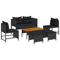 Set Divano da Giardino con cuscino 6 pz-Sofa da Giardino-Divanetto da esterno Nero polyrattan 563091