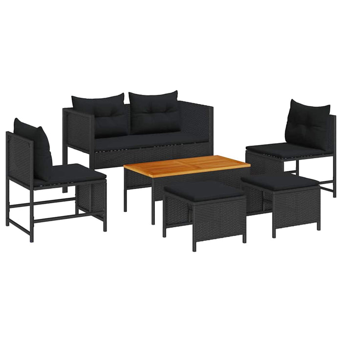 Set Divano da Giardino con cuscino 6 pz-Sofa da Giardino-Divanetto da esterno Nero polyrattan 563091