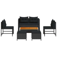 Set Divano da Giardino con cuscino 6 pz-Sofa da Giardino-Divanetto da esterno Nero polyrattan 563091