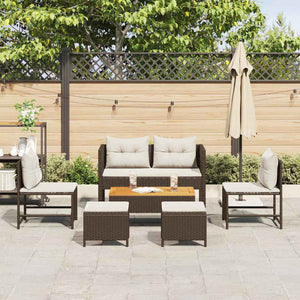 Set Divano da Giardino 6 pz-Sofa da Giardino-Divanetto da esterno Marrone e Crema polyrattan