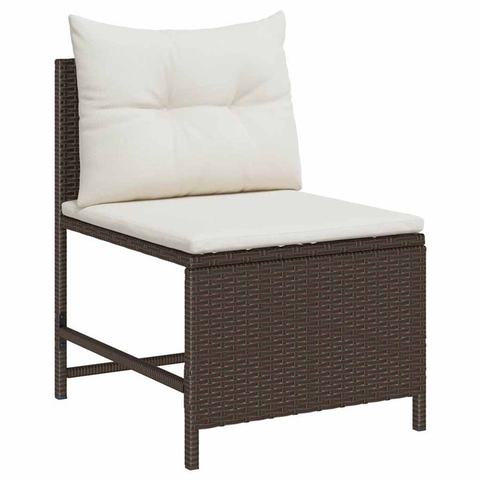 Set Divano da Giardino 6 pz-Sofa da Giardino-Divanetto da esterno Marrone e Crema polyrattan