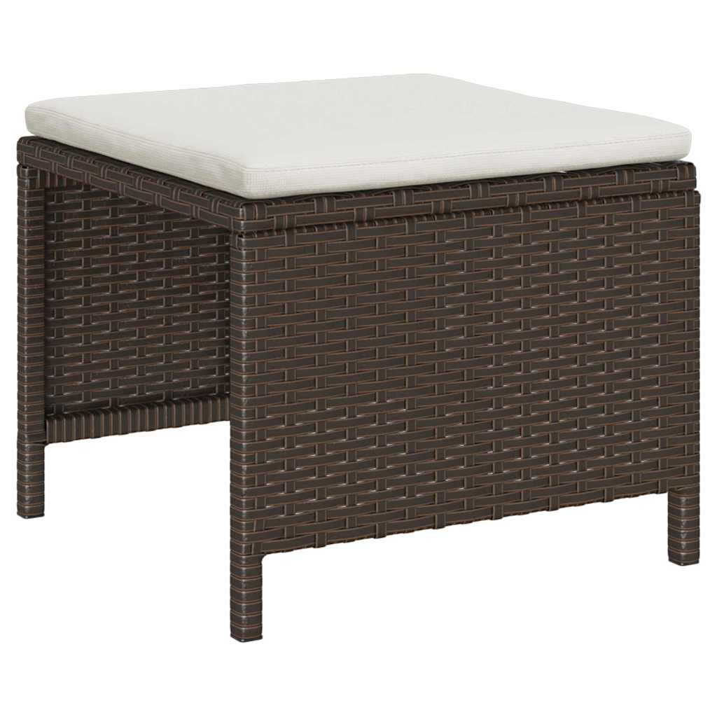 Set Divano da Giardino 6 pz-Sofa da Giardino-Divanetto da esterno Marrone e Crema polyrattan