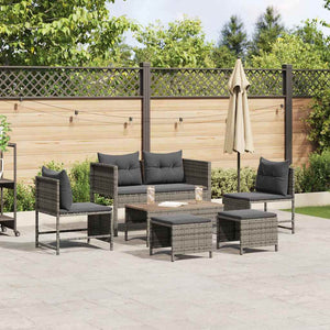 Set Divano da Giardino 6 pz-Sofa da Giardino-Divanetto da esterno Grigio e Grigio Scuro polyrattan