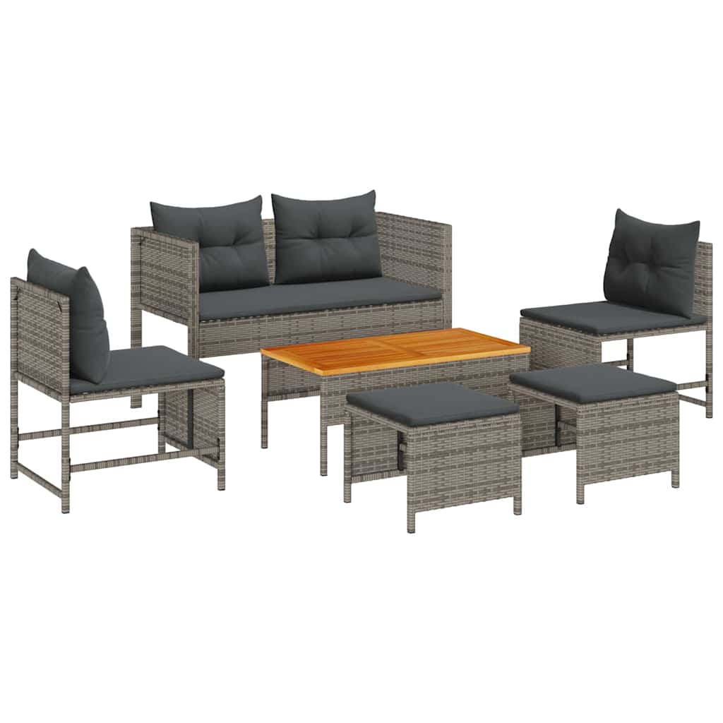 Set Divano da Giardino 6 pz-Sofa da Giardino-Divanetto da esterno Grigio e Grigio Scuro polyrattan