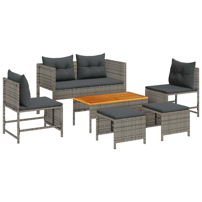 Set Divano da Giardino 6 pz-Sofa da Giardino-Divanetto da esterno Grigio e Grigio Scuro polyrattan