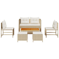 Set Divano da Giardino 6 pz-Sofa da Giardino-Divanetto da esterno Beige e Crema polyrattan