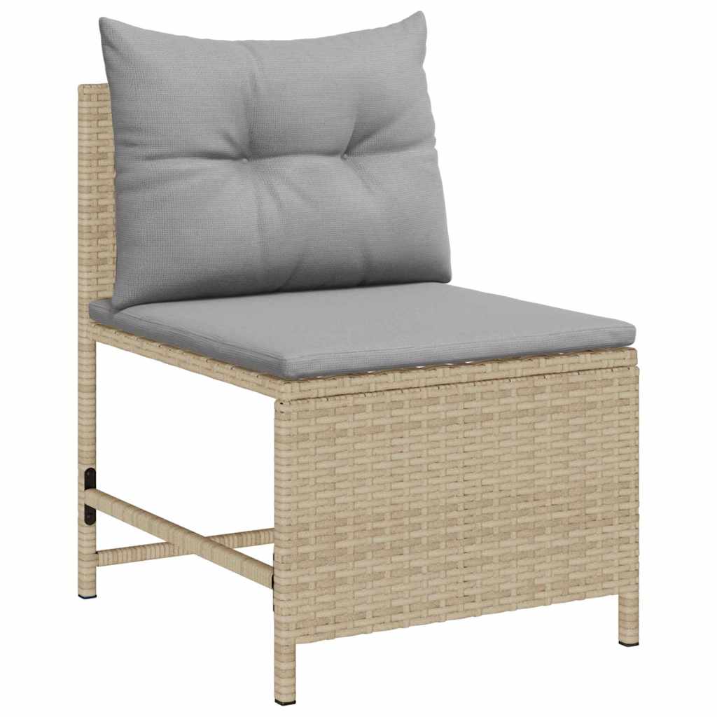 Set Divano da Giardino 6 pz-Sofa da Giardino-Divanetto da esterno Beige e Grigio Chiaro polyrattan
