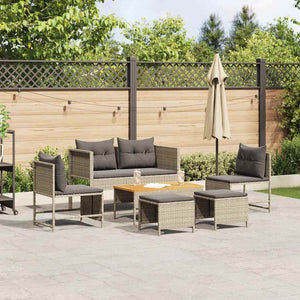 Set Divano da Giardino 6 pz-Sofa da Giardino-Divanetto da esterno Grigio chiaro e grigio scuro