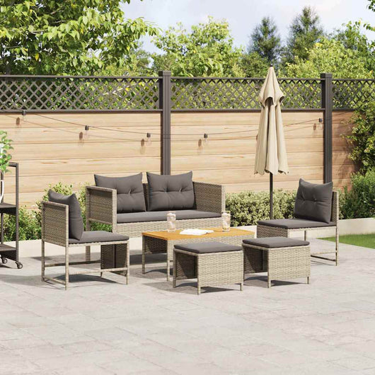 Set Divano da Giardino 6 pz-Sofa da Giardino-Divanetto da esterno Grigio chiaro e grigio scuro