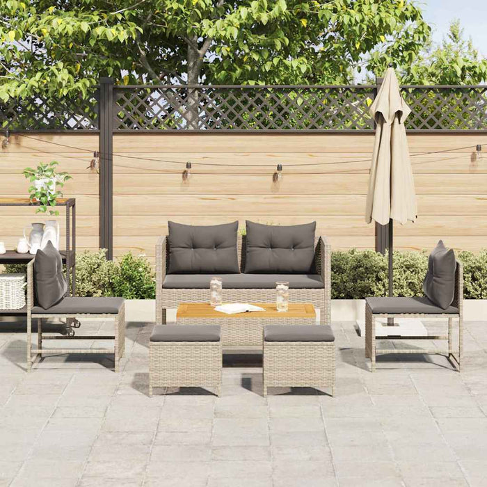 Set Divano da Giardino 6 pz-Sofa da Giardino-Divanetto da esterno Grigio chiaro e grigio scuro