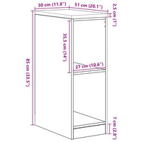 vidaXL Armadietto da Garage Bianco 30x51x85 cm Legno Massello di Pino