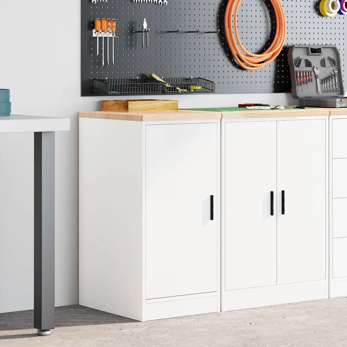 Armadietto da Garage Bianco 40x51x85 cm Legno Massello di Pino 860562