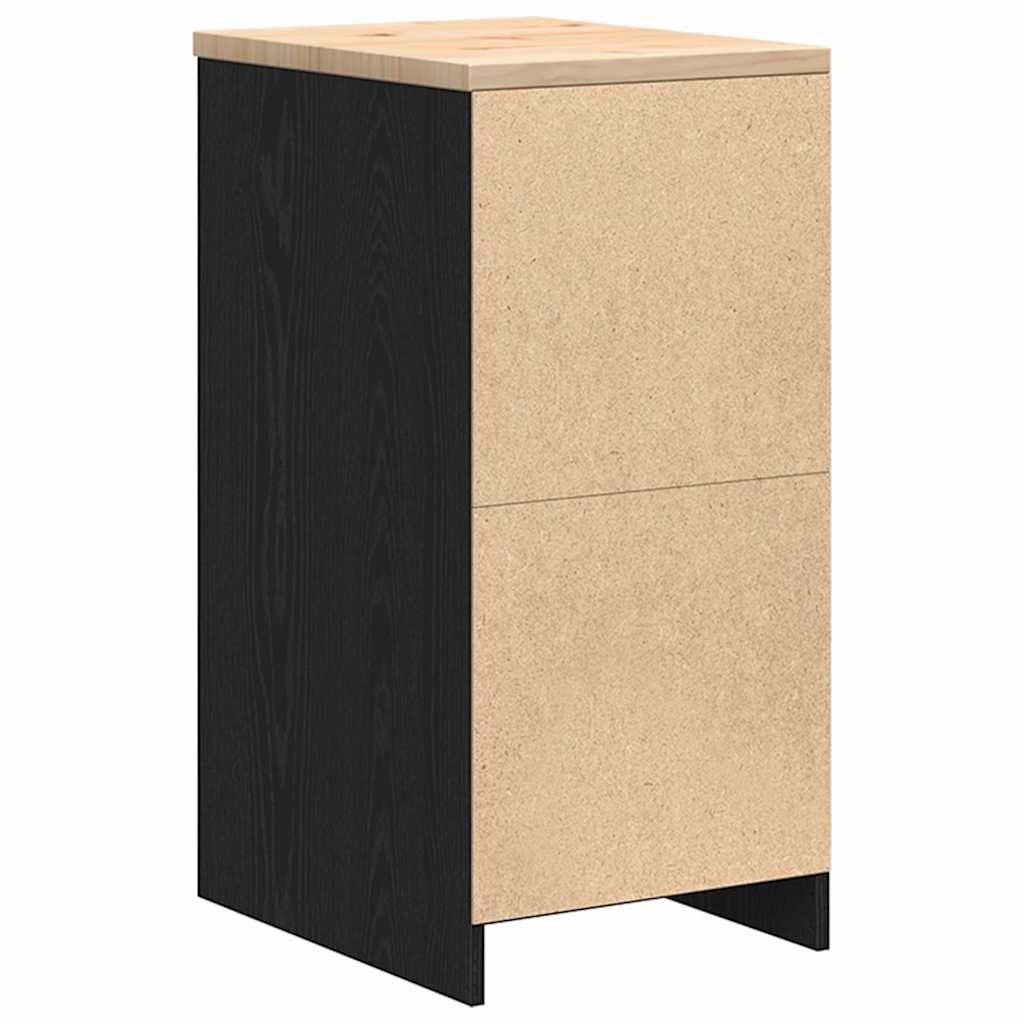 Armadietto da Garage Nero 40x51x85 cm in Legno Massello di Pino