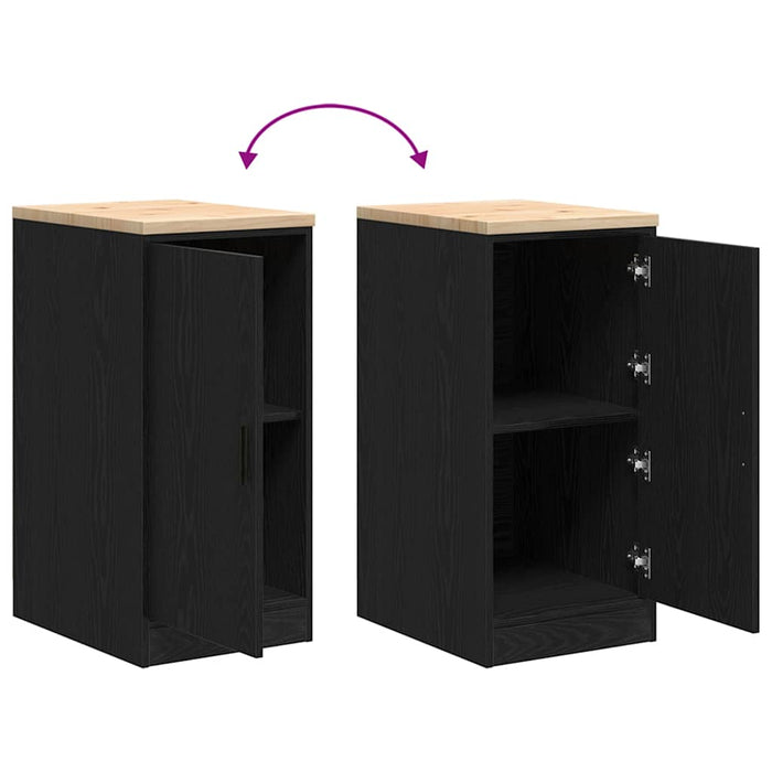 Armadietto da Garage Nero 40x51x85 cm in Legno Massello di Pino 860563