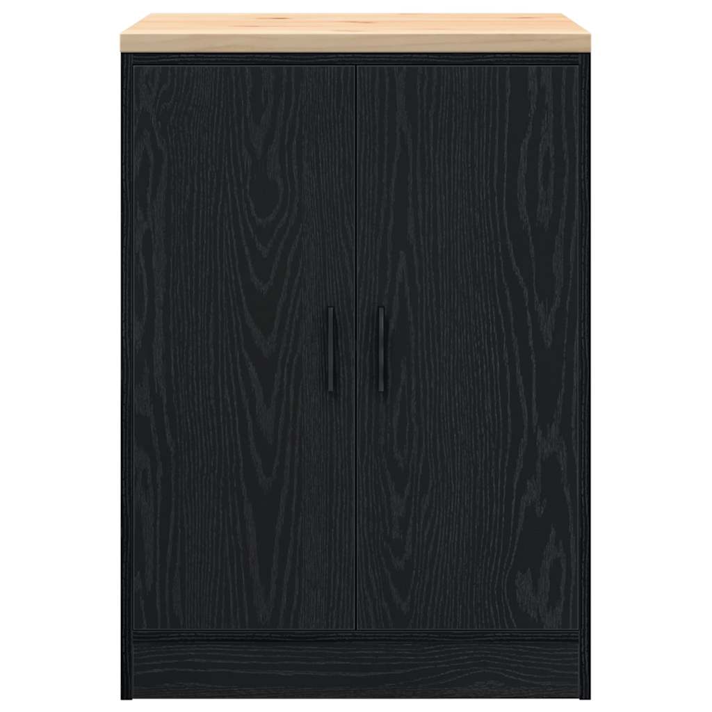 Armadietto da Garage Nero 60x51x85 cm in Legno Massello di Pino 860572