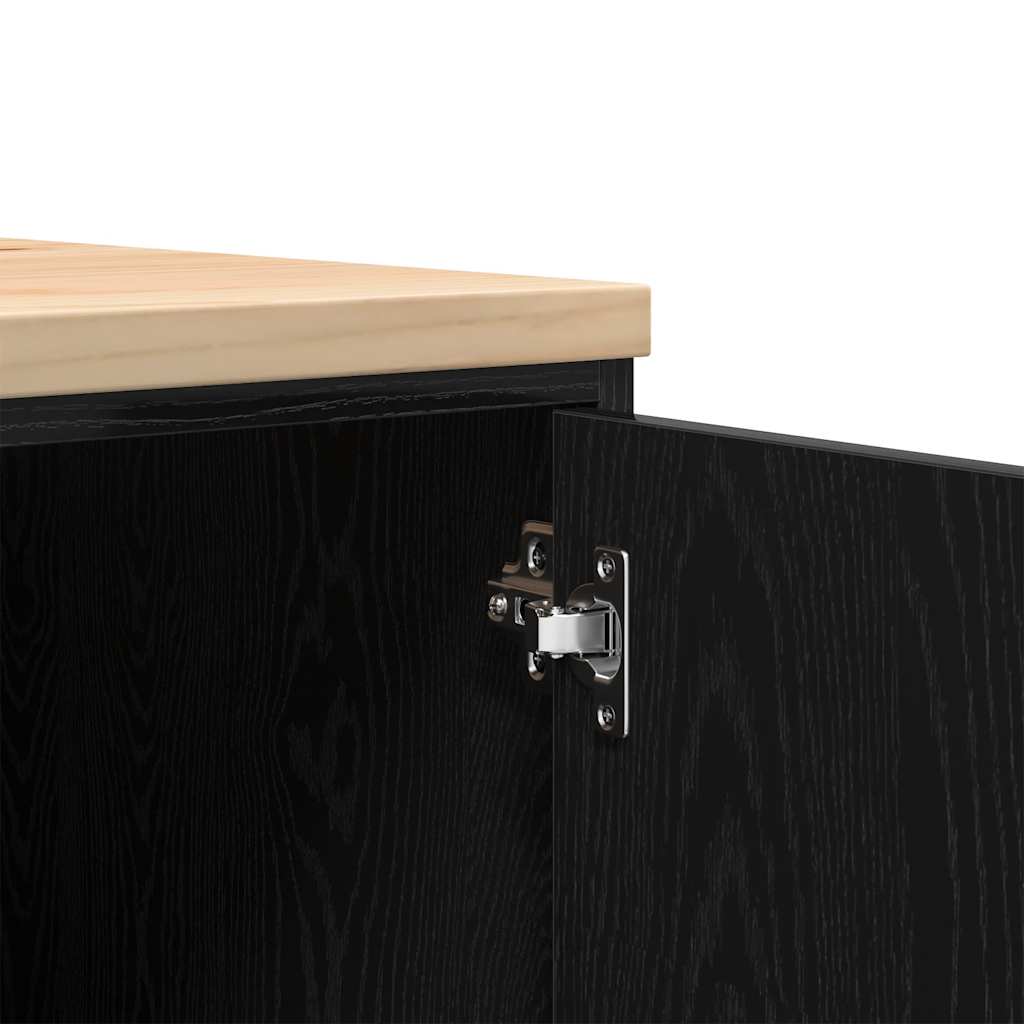 Armadietto da Garage Nero 60x51x85 cm in Legno Massello di Pino 860572