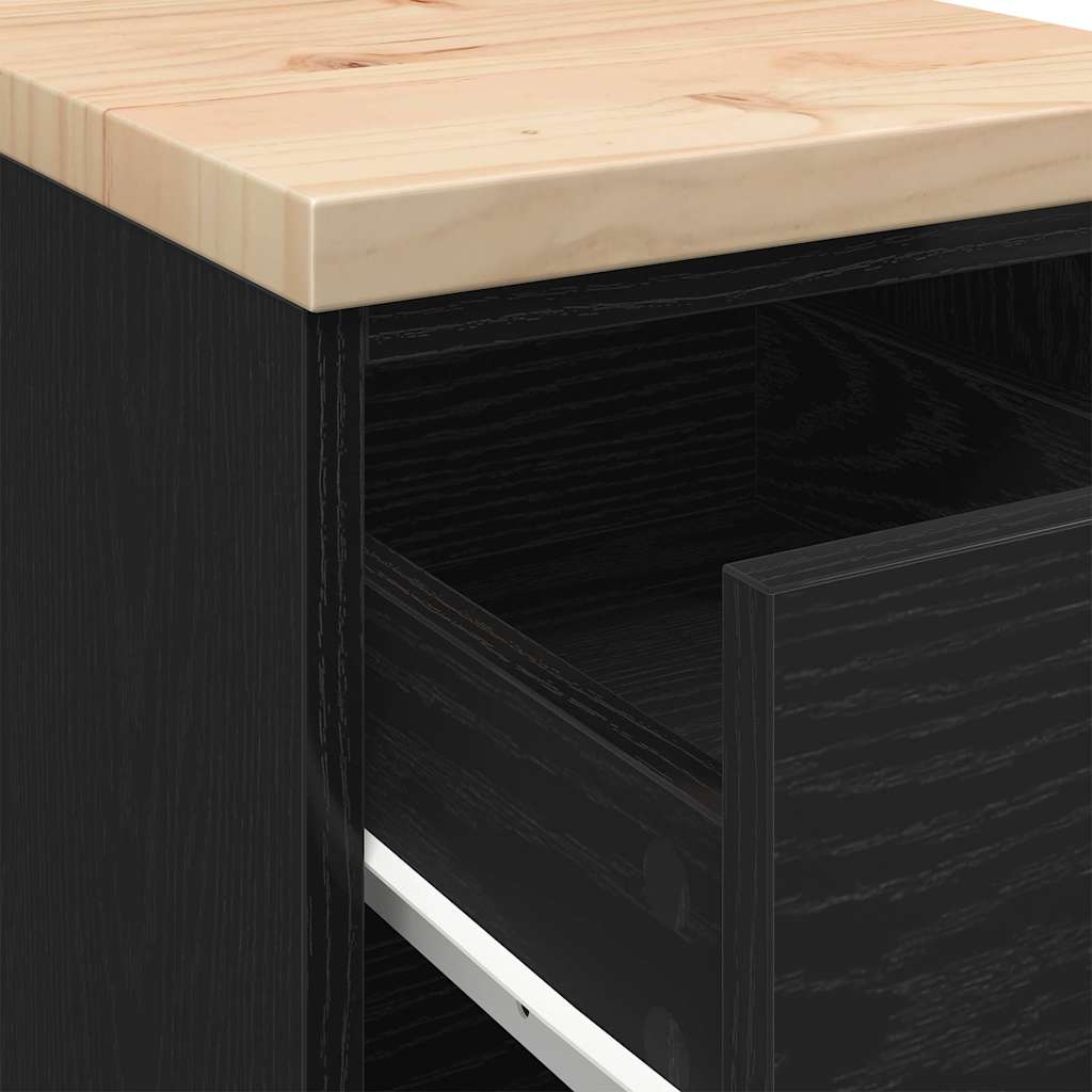 Armadietto da Garage Nero 30x51x85 cm in Legno Massello di Pino