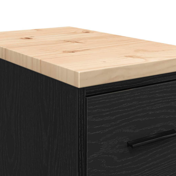 Armadietto da Garage Nero 30x51x85 cm in Legno Massello di Pino