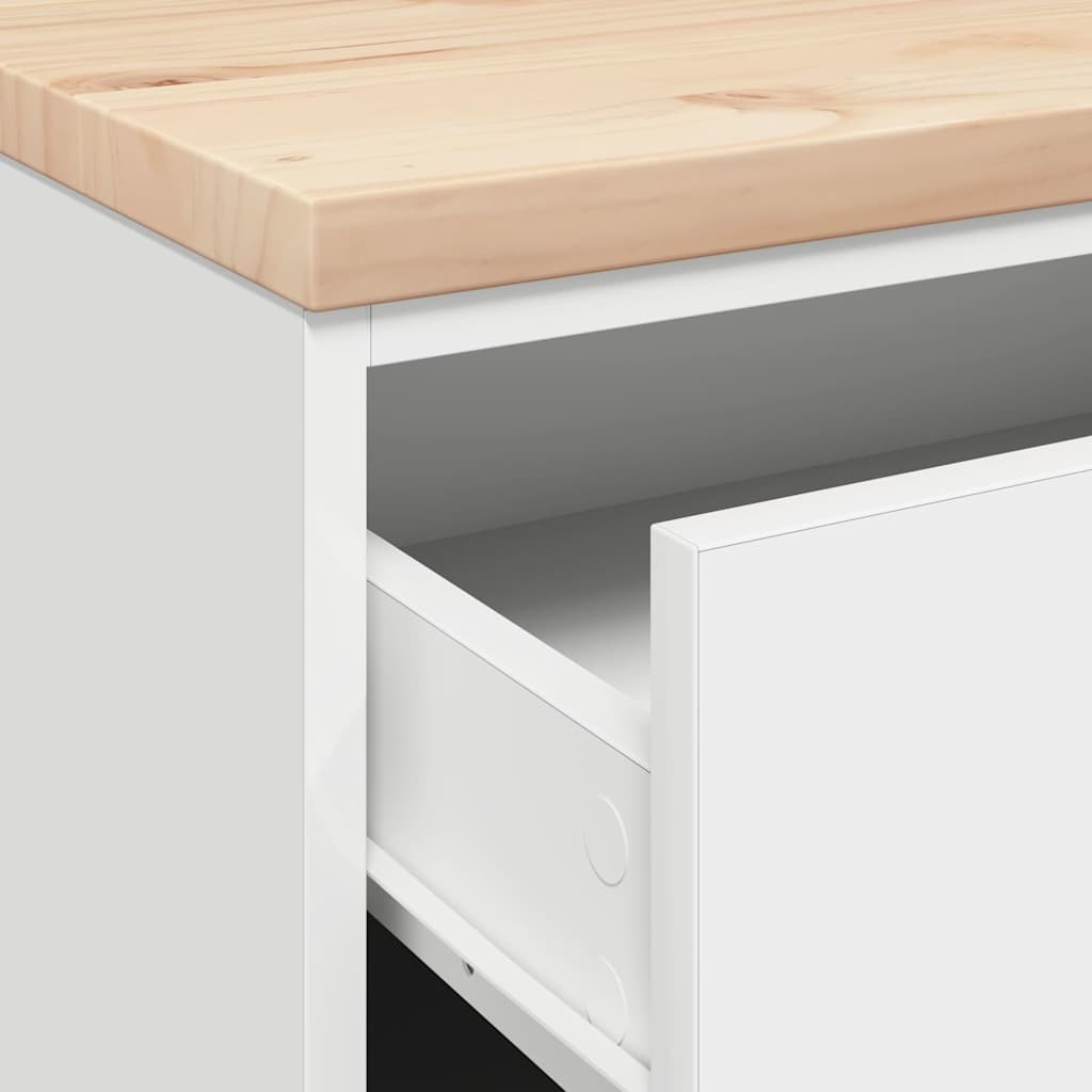 Armadietto da Garage Bianco 60x51x85 cm Legno Massello di Pino 860598