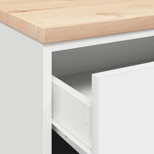 Armadietto da Garage Bianco 60x51x85 cm Legno Massello di Pino 860598