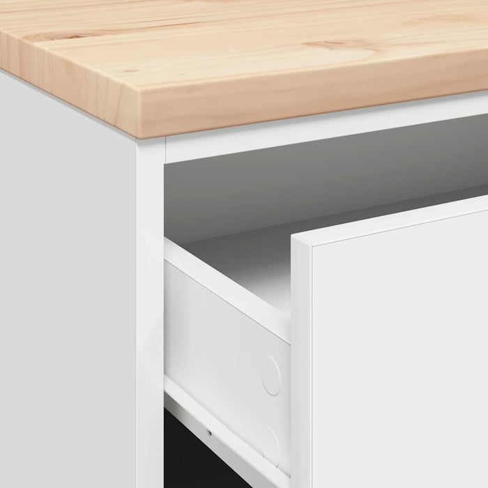 Armadietto da Garage Bianco 60x51x85 cm Legno Massello di Pino 860598