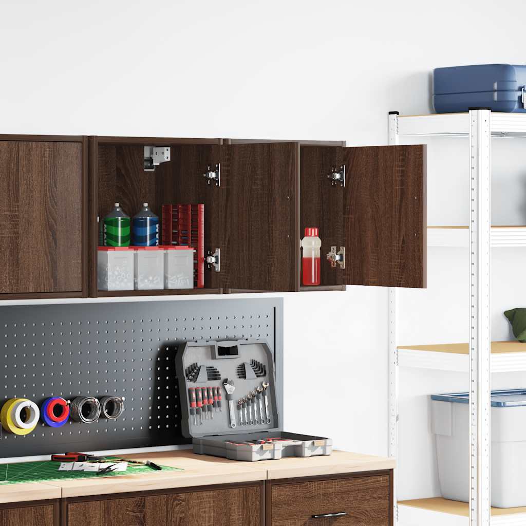 Pensili per Garage 2 pz Rovere Marrone in Legno Multistrato