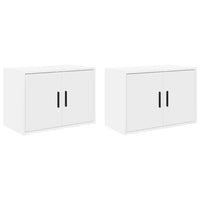 Pensili per Garage 2 pz Bianco in Legno Multistrato