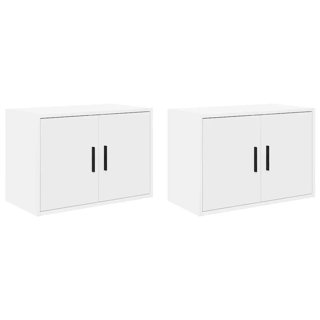 Pensili per Garage 2 pz Bianco in Legno Multistrato 860644
